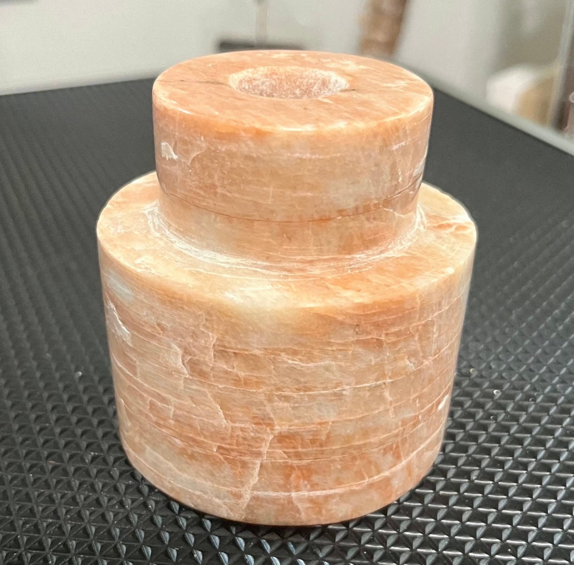 Large Peach Moonstone Crystal Candle Holder