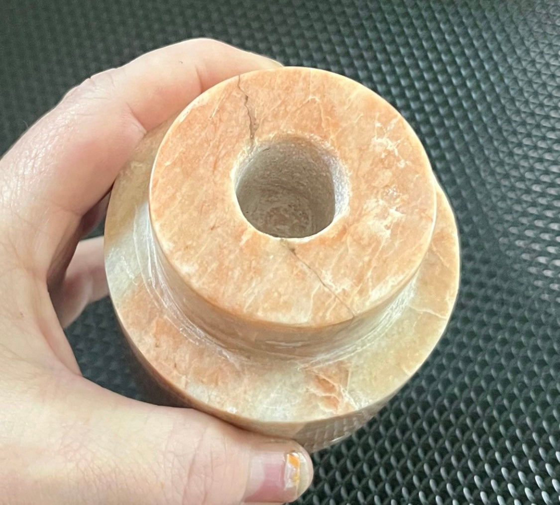 Large Peach Moonstone Crystal Candle Holder