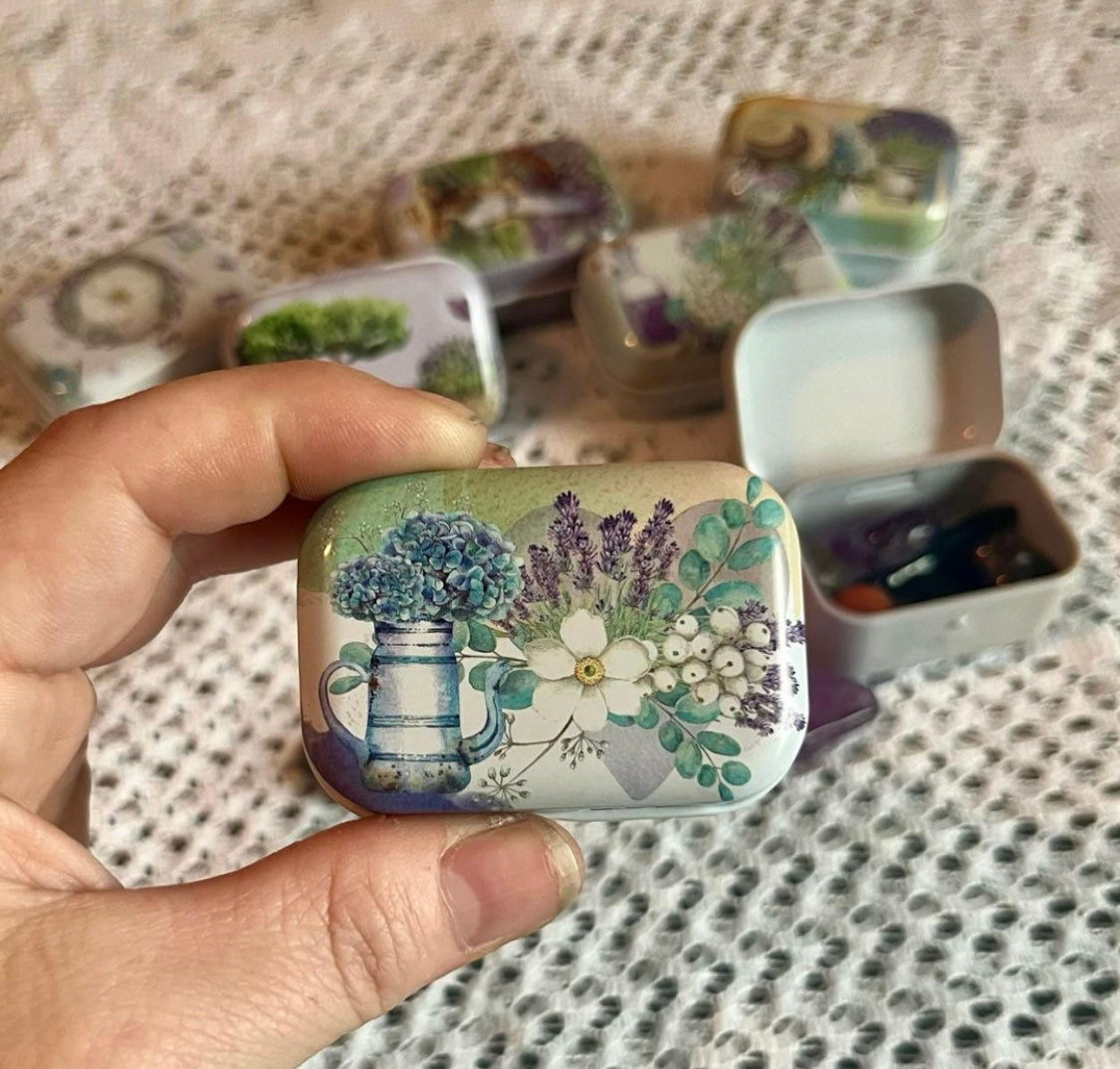 Confidence and Empowerment Crystal Set in Decorative Tin - Carnelian, Citrine, Lapis Lazuli, Amazonite, Clear Quartz, Amethyst