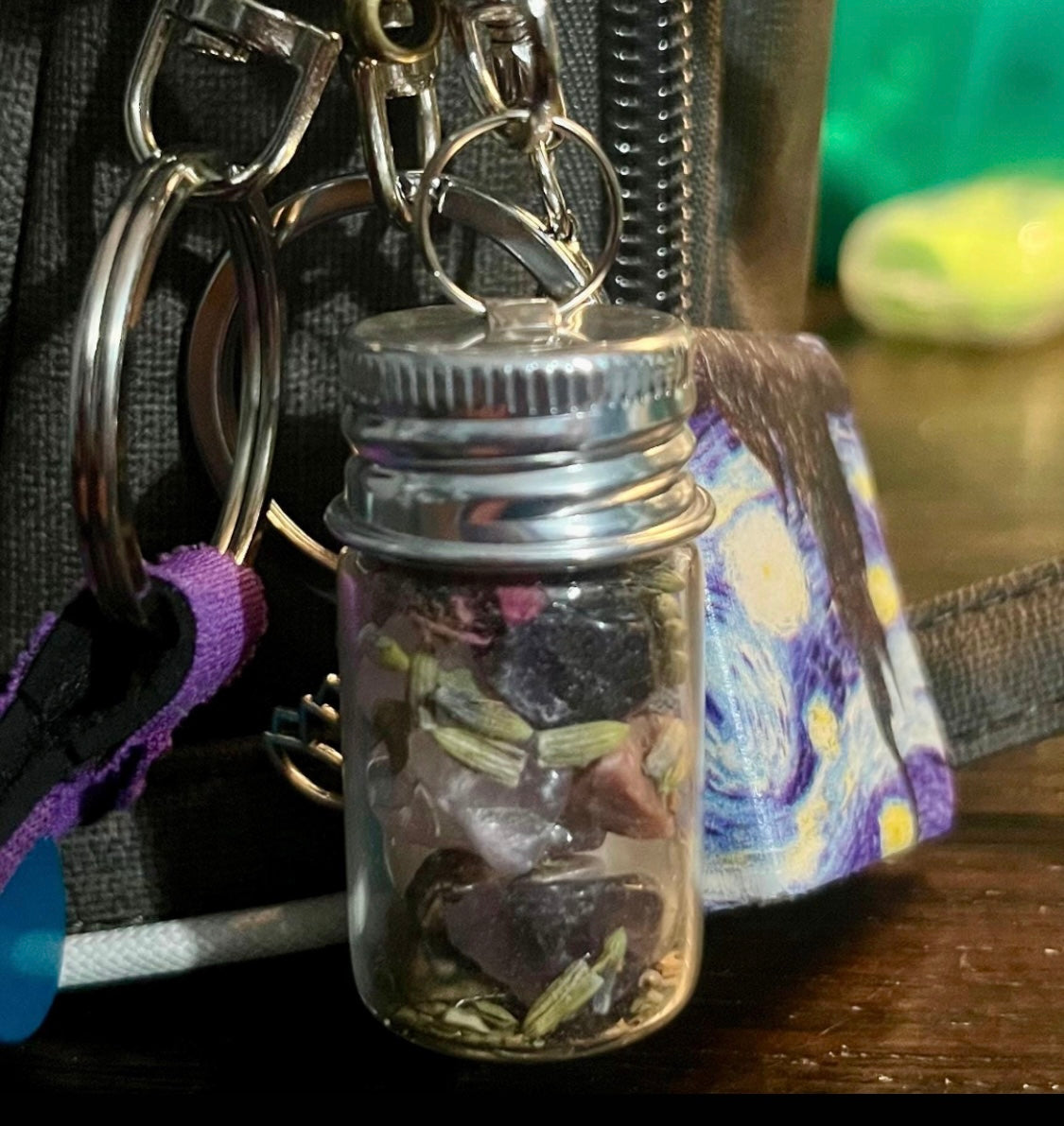Spell Jar Keychain - Take Your Magic With You Wherever You Go! Options include Love, Anti-Anxiety, Luck, Protection, Health and Happiness