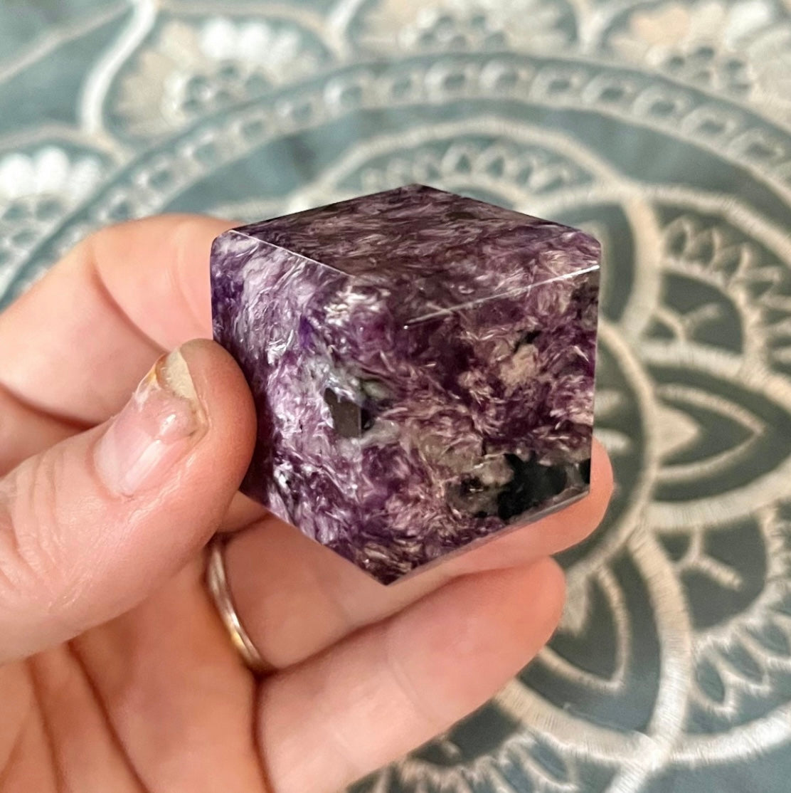 Stunning Charoite Crystal Cube - High Quality Charoite