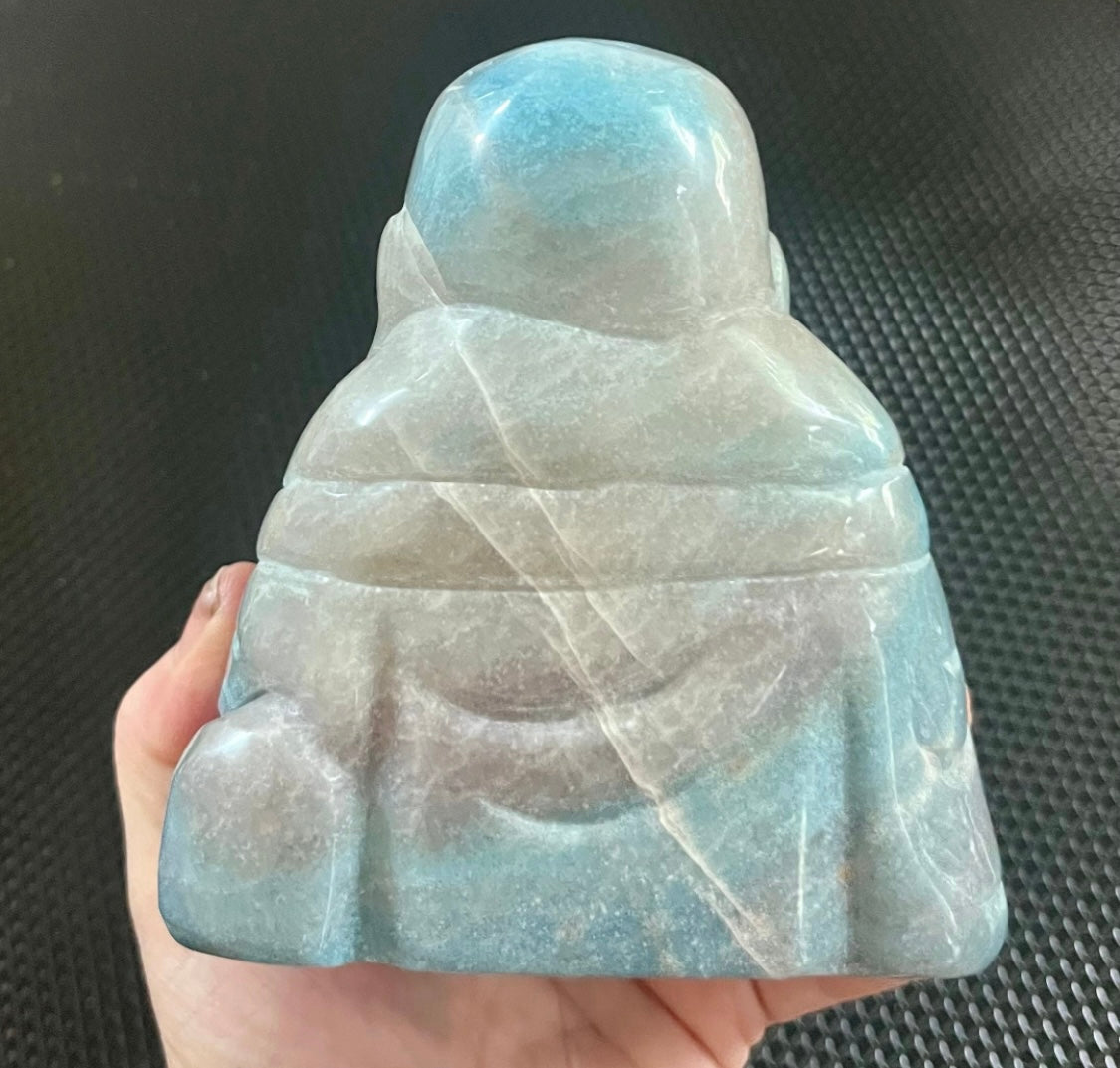 Rare Large Trolleite Crystal Laughing Buddha Carving