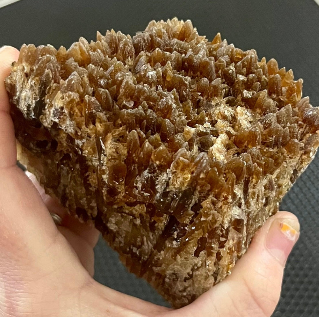 Large Raw Amber Calcite Crystal Cluster