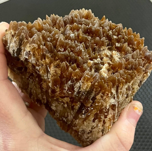 Large Raw Amber Calcite Crystal Cluster