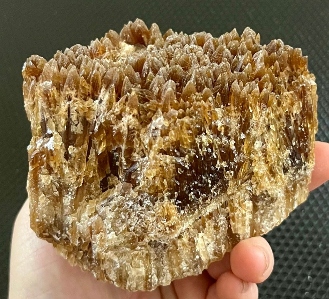 Large Raw Amber Calcite Crystal Cluster