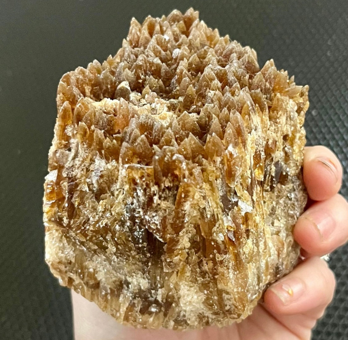 Large Raw Amber Calcite Crystal Cluster