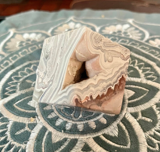 Stunning Druzy Crazy Lace Agate Cube - High Quality Crystal